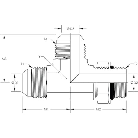 World Wide Fittings JIC to O-Ring Run Tee Stainless Steel 6804X06X06X06SS